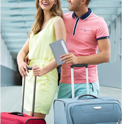 WASON Leather Zipper Travel Passport Wallet Holder RFID Blocking Cover, Passport case Pocket Slot for Card, Cash, ID, Boarding Pass and Ticket for Men, Women and Family Trips (Blue)