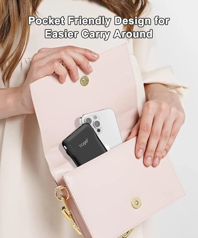 TG90° Portable Charger with Cords Only 10000mAh Power Bank with Built in Cables(No Plug) Battery Backup Cell Phone External Battery Pack Compatible with iPhone 17 16 15 14 13 12 Samsung Google iPad