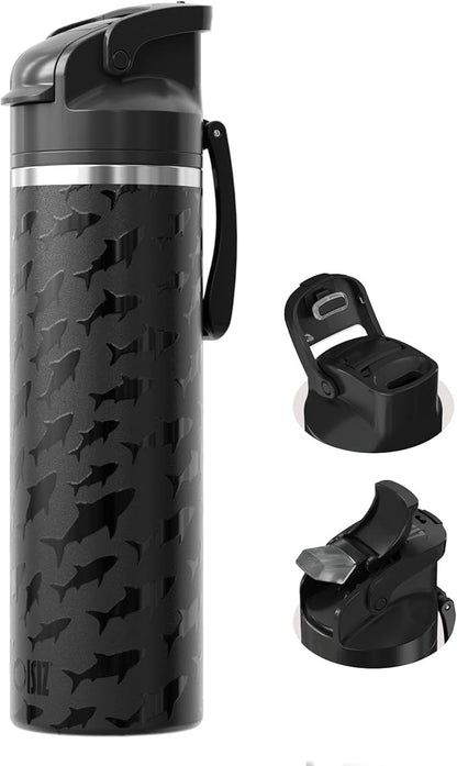 OISIZ Insulated Water Bottle 24 oz with 2 in 1 Spout and Straw Lid,One Click Safety Lock,100% Leakproof,Keep Cold 24H,Vacuum Stainless Steel Water Bottle for School,Travel and Sports,Dishwasher Safe