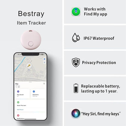 Air Tracker 2 Pack, Smart Bluetooth Tracker Works with Apple Find My (iOS Only), Item Finder Trakcer Tag Locator for Luggage, Backpack, IP67 Waterproof