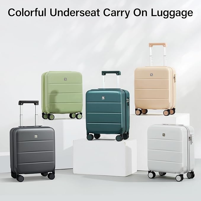 Hanke 16 Inch Underseat Carry On Luggage with Wheels Hard Shell Mini Small Suitcases Carry On Bag for Airline Approved TSA Luggage Lightweight Travel Suitcase(Bamboo Green)