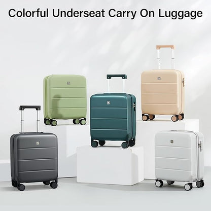 Hanke 16 Inch Underseat Carry On Luggage with Wheels Hard Shell Mini Small Suitcases Carry On Bag for Airline Approved TSA Luggage Lightweight Travel Suitcase(Bamboo Green)