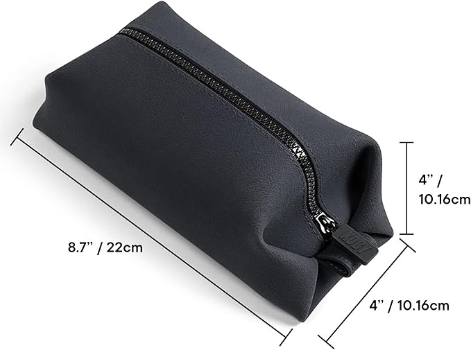 TOOLETRIES The Koby Lite Dopp Kit - Silicone Toiletry Organizer, Bathroom Travel Bag - Heavy-Duty Zipper, Leak Resistance, Easy to Clean - 9" x 4" x 4" - Charcoal