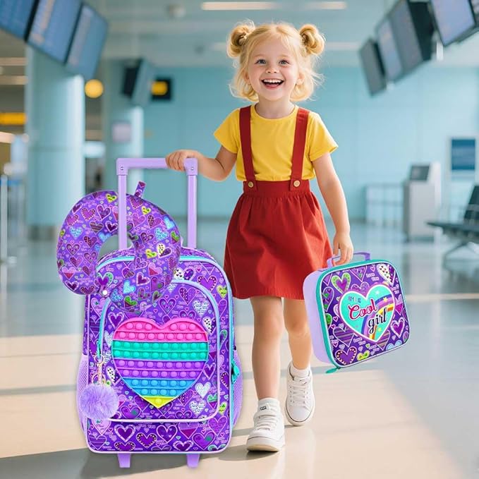 Kids Suitcase with Wheels for Girls and Boys, Rolling Carry on Luggage for Toddler Children
