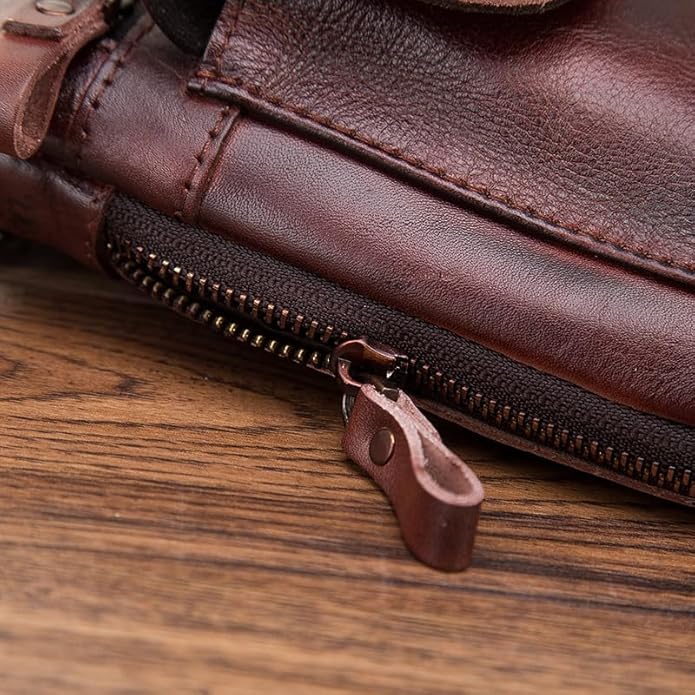 Versatile Cowhide Small Messenger Bag for Men Genuine Leather Waist Pack for Daily Use and Outdoor Activities