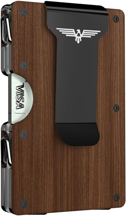 Minimalist Wallet for Men, Metal Wallet with Money Clip, Slim Compact Wallet, RFID Blocking Card Holder, Metal Aluminum Credit Card Holder, Holds up to 20 Cards