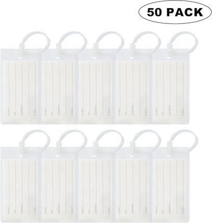 50 Pack Luggage Tags for Suitcases, Airplane Travel Essentials for Flying, International Travel Must Haves, and Luggage Accessories by Sodsay
