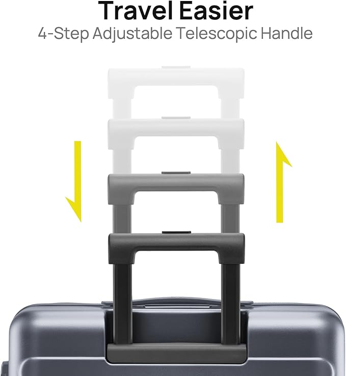 NINETYGO Medium Checked Luggage 24 Inch, Checking In Luggage with Smooth Spinner Wheels, Lightweight, Hard Shell PC Suitcase, Lightweight Travel Luggage, TSA Approved (Grey, Rhine Basic)