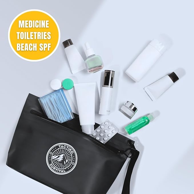 Tactiko Heavy-Duty Splash Water Resistant Zipper Pouches - 2L Hold-All Organizers for Dry Bags, Travel Bags (Black)