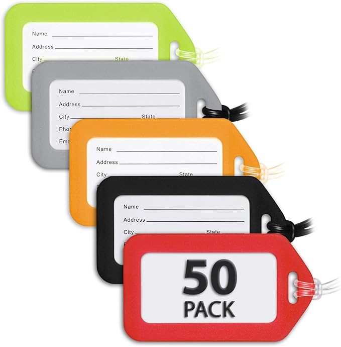 MIFFLIN Luggage Tags (Variety, 50 PK), Bag Tag for Baggage, Suitcase Tags Bulk