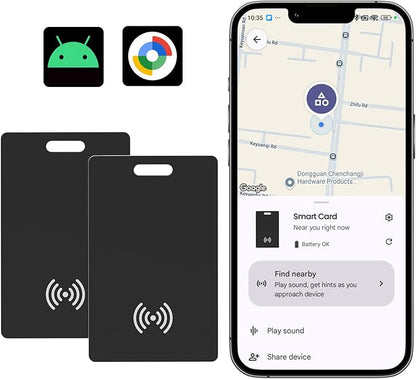 Android Wallet Tracker Card Rechargeable Air Tags-2 Pack, Works with Google Find Hub App (Only Android), Wireless Charge, IP68 Waterproof, for Keys. Luggage, Suitcase, Backpack