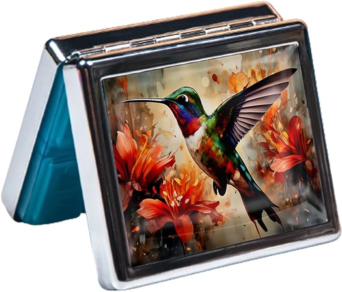 7 Days Chromed Shiny Silver Pill Organizer with Mirror Inside Has 8 Separate Compartments Rectangle,Versatile Storage for Medication - Ideal Travel Accessory (The Bird)