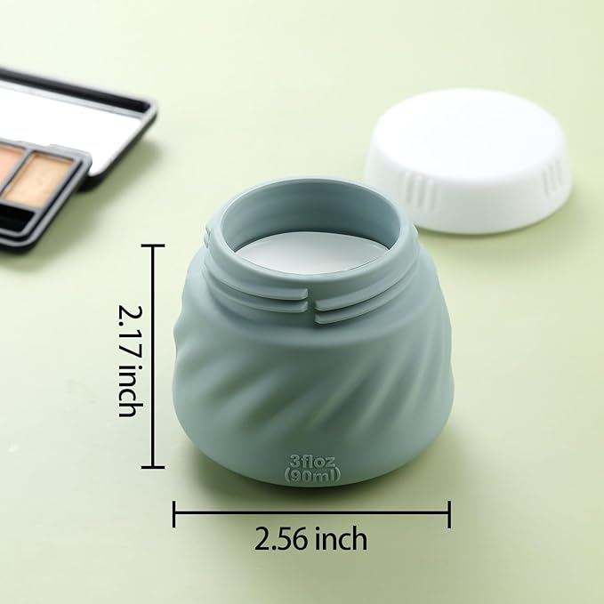 Gemice Silicone Cream Jars TSA Approved Travel Size Containers with Toiletry Bag, Wide Mouth Leak-proof Travel Accessories with Lid for Cosmetic Cream (4 Pack)