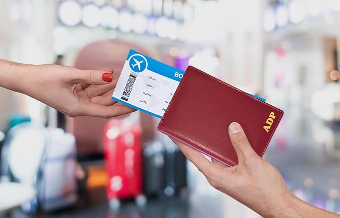 Personalized Monogrammed Red Leather RFID Passport Wallet