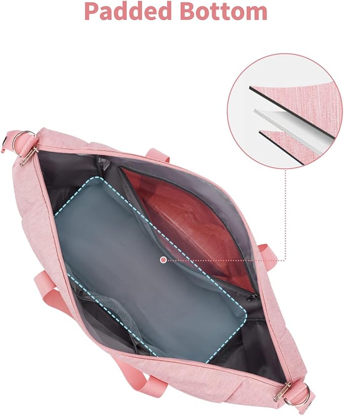 Narwey Carry on luaggage 22x14x9 Airlines Approved Foldable Carry on Bag Travel Duffel Packable Duffle with Wet Pocket Overnight for Women and Men 40L (Pink)