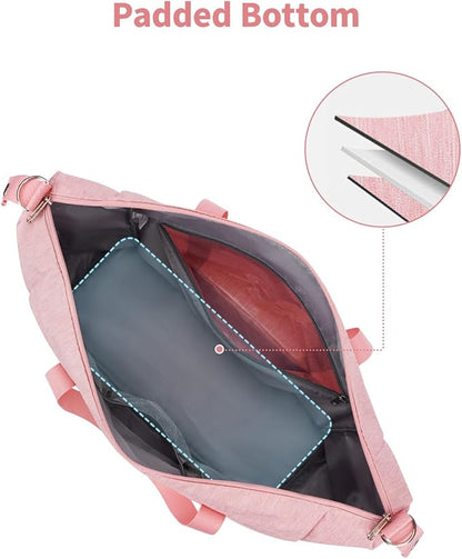 Narwey Carry on luaggage 22x14x9 Airlines Approved Foldable Carry on Bag Travel Duffel Packable Duffle with Wet Pocket Overnight for Women and Men 40L (Pink)