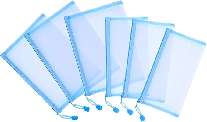 12 Pieces Zipper Nylon Mesh Pouch, Mesh Cosmetic Bags Makeup Bags Pencil Case, Multipurpose Travel Bags for Cosmetic School Office Supplies and Travel Accessories (Sky Blue, A5)