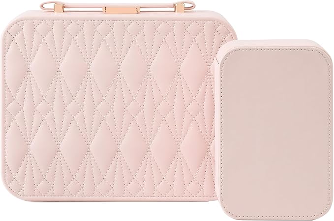 Large Jewelry Travel Case, Jewelry Case for Necklaces Large Jewelry Case Jewelry Box for Women Girls. (Pink)