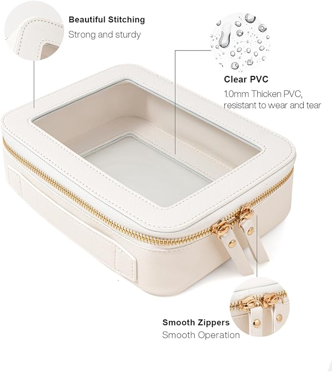 Clear Makeup Bag Set, Travel Makeup Case Clear Cosmetic Travel Bag Small Makeup Organizer Mini Make Up Pouch for Purse Waterproof Toiletry Bag Portable Car Essentials Car Organizer