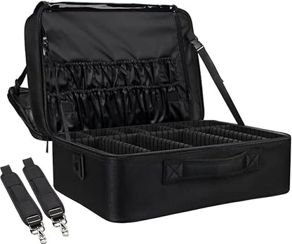 Extra-large Makeup Case, a Must for Double-layer Travel, a Storage Case for Professional Makeup Artists to Put Cosmetics, with Adjustable Partitions and Support