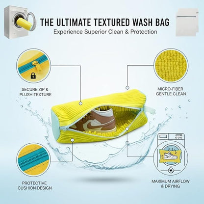 2 PCS Shoe Washing Machine Bag – XL 15" Durable Bags for Washer and Dryer with 2 Shoe Laundry Bags – Reusable Sneaker Bag, Shoes Wash Bag, Cleaning Kit 360° Protects Shoes from Damage