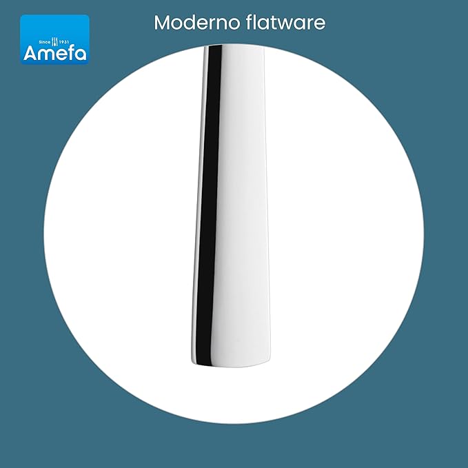 Amefa Moderno 45-Piece Flatware, Set for 8 – Stainless Steel Silverware, High-Gloss Mirror Finish, Rust-Resistant Cutlery with Dinner Forks, Knives, Spoons, Salad Forks & Teaspoons for Home Dining