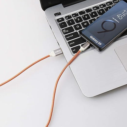 Fasgear 10ft Long USB C Cables 3 Pack, 3A Fast Charging USB A to Type-C Charger Cord Braided Compatible with Galaxy S24/S23/S22/S21 Plus Note 10 A70/LG G6/Moto G/PS 5 (Green/Gold/Orange)