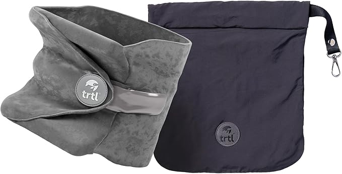 trtl Pillow - Scientifically Proven, Super Soft Neck Support Travel Pillow for Sleeping - Lightweight and Machine Washable - Ergonomic Design for Traveling on Airplanes, Cars, and Trains - Grey