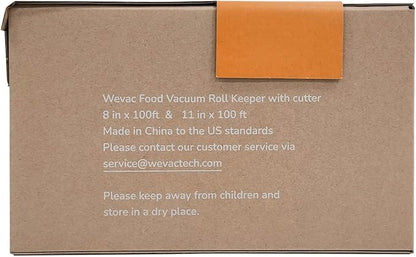 Wevac 8''x100' & 11''x100' 2 Rolls Food Vacuum Seal Roll Keeper with Cutter, Ideal Vacuum Sealer Bags for Food Saver, BPA Free, Commercial Grade, Great for Storage, Meal prep and Sous Vide