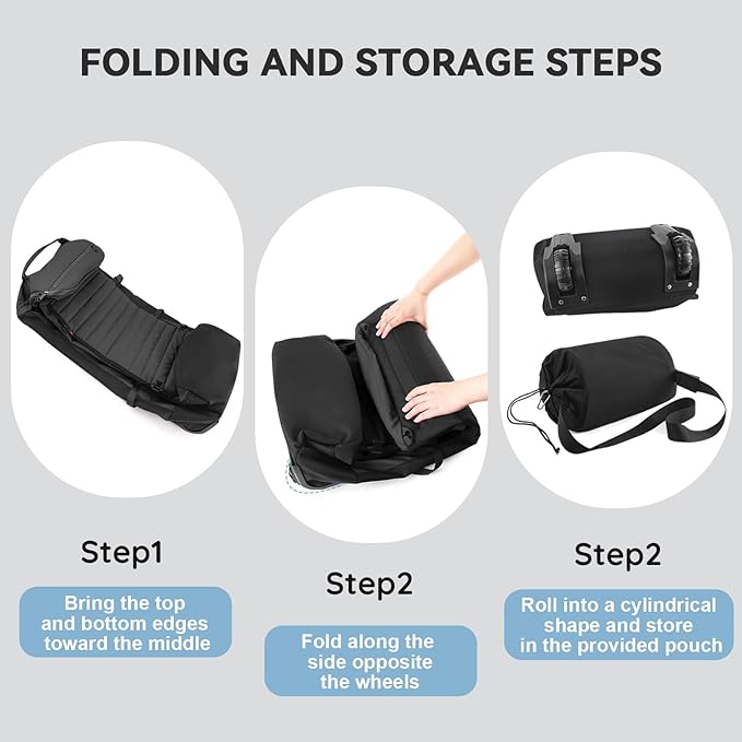 85L 29“ Foldable Rolling Backpack with Wheels, Soft-Side Travel Duffle Bag with Separate Shoe Compartment, Full Quilted Bottom, Black