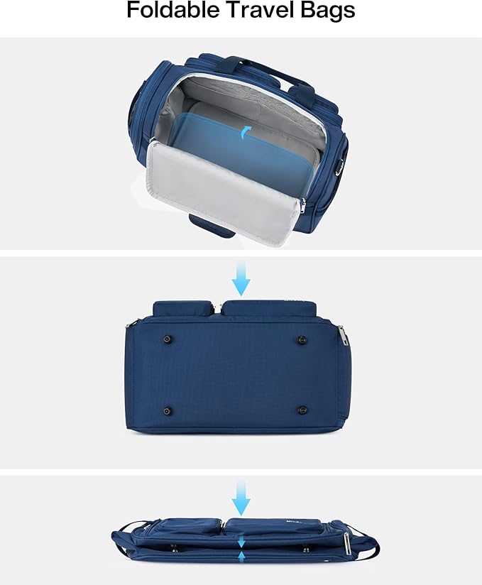 MILADA Underseat Carry On Luggage Bags for Travel Lightweight Foldable Carry On Bags for Airplanes Small Duffle Bag for Men Women Personal Weekend Overnight Travel Tote Bags, Blue