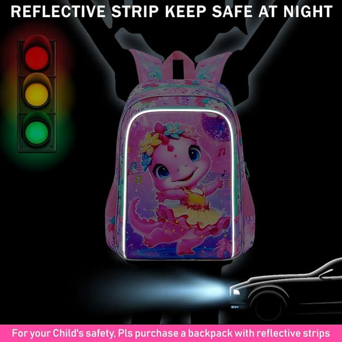 WZLVO 3PCS Kids Backpack for Girls, Unicorn Dinosaur Animal Prechool Elementary Kindergarten School Bookbag with Lunch Box