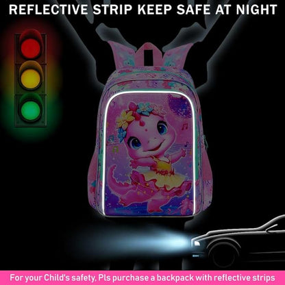 WZLVO 3PCS Kids Backpack for Girls, Unicorn Dinosaur Animal Prechool Elementary Kindergarten School Bookbag with Lunch Box