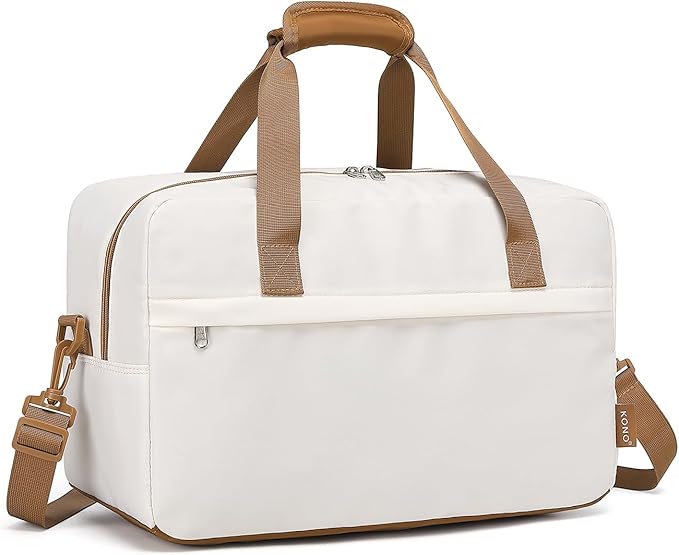 Kono Travel Duffel Bag 20L Under Seat Carry-on Bag Sports Tote Gym Bag Weekender Overnight Bags 15.75""x9.84""x7.87"" White, EA2369