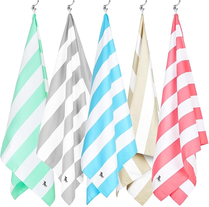 Dock & Bay Beach Towel - Quick Dry, Sand Free - Compact, Lightweight - 100% Recycled - Includes Bag - Cabana Light - Bora Bora Beige - Large (160x90cm, 63x35)