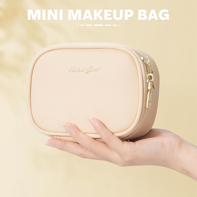 Small Makeup Bag with Led Mirror, Mini Travel Make up Bag 3 Light Modes Adjustable Brightness, for Women Organizer Cosmetic Bag, Portable Travel Train Toiletry Bag, for Pool Parties Work Touch-Ups