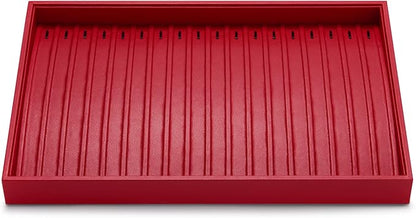 Oirlv Gorgeous Red Leather Jewelry Tray Necklace Bracelet Long Chain Storage Stackable Necklace Trays Jewelry Drawer Organizer