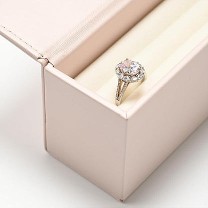 Leather Travel Jewelry Box, Portable Pocket Size Ring Box for Women, Mini Jewelry Travel Case Small Ring Holder Organizer with 12 Slots for purse(Pink)