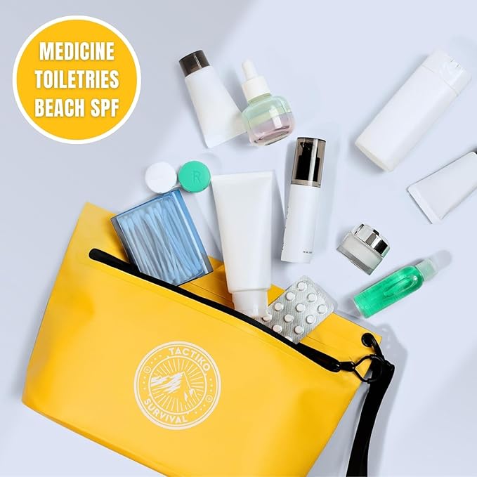 Tactiko Heavy-Duty Splash Water Resistant Zipper Pouches - 3L Hold-All Organizers for Dry Bags, Travel Bags (Yellow)