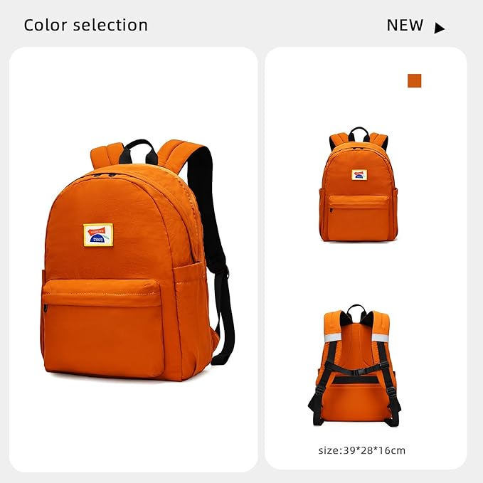 willikiva Kids Backpack for School Boys Girls Teens Toddler Backpack Waterproof Kindergarten Preschool Elementary Bookbag Children Travel Bag(Orange,Medium)