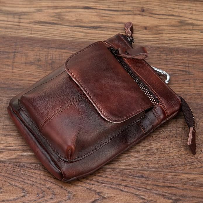 Versatile Cowhide Small Messenger Bag for Men Genuine Leather Waist Pack for Daily Use and Outdoor Activities