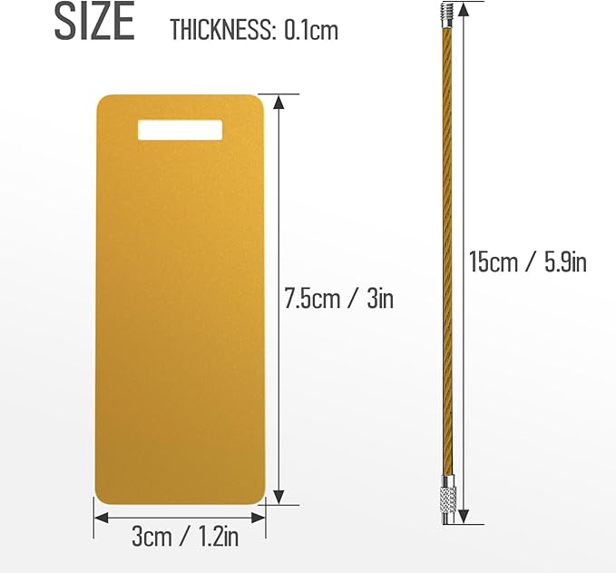 4 Personalized Metal Luggage Tags, Laser Engrave Name and Logo, Custom Aluminum Suitcase Tags with Steel Ring, for Travel, Backpack, Baggage (Golden)