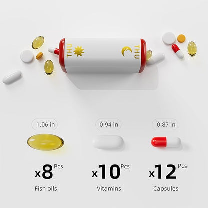Restree Weekly Pill Organizer Two Time a Day, 7 Day Travel Pill Box, Daily Medicine Organizer, AM&PM Portable Pill Case for Vitamins Fish Oil/Supplements Medication Reminder Design (White)