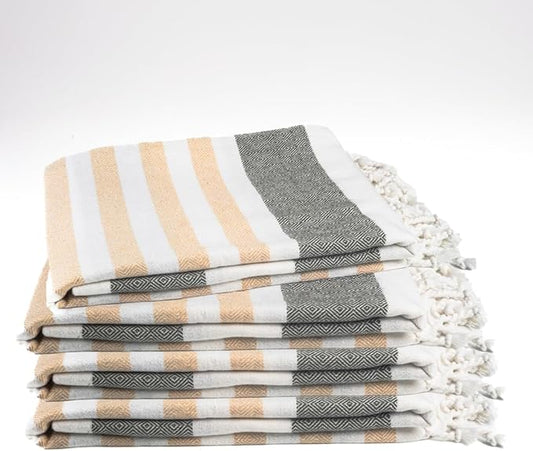 Cotton Turkish Beach Towel with Towels Oversized 36"x72" Pool Absorbent Extra Large Quick Dry Sand Travel Towel (Sage & Sand, 4 Pack)