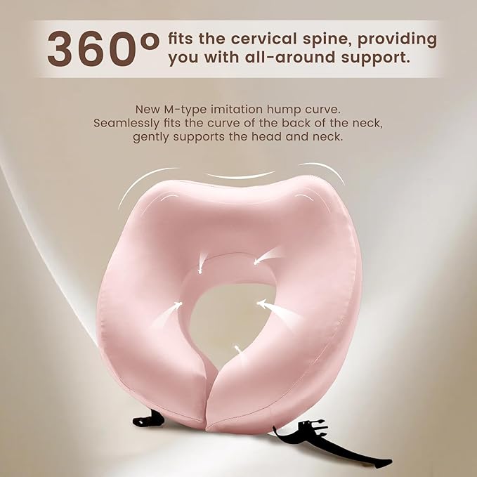 THXSILK 100% Mulberry Silk Neck Pillow for Traveling, Pure Memory Foam Travel Pillow for airplanes, Travel Neck Pillow for Sleeping, Head and Neck Support, neck pillow with Storage Bag (Charming Pink)