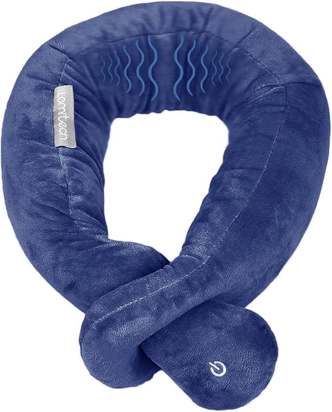 Neck Pillow,Wireless Travel Pillow for Airplanes,Neck Wrap Vibration Massaging Soft Touch Breathable Head Support for Office Sofa Air Plane(Blue)
