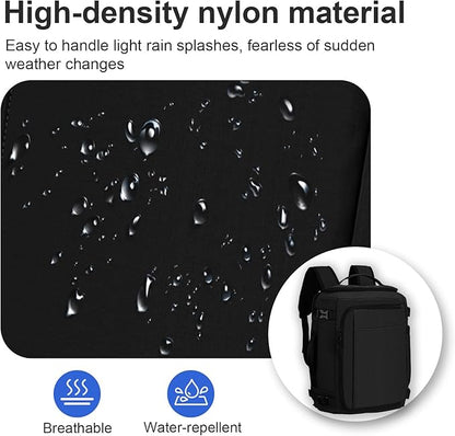 Carry On Travel Backpack with Shoe Compartment Flight Approved Laptop Backpack Expandable Work Business Backpack for Women Men Casual Daypack, Black