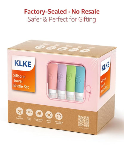 23-Piece All-in-One Silicone Travel Bottles Set – TSA Approved Leakproof Toiletry Kit with Double Bags, Flat Easy-Squeeze Bottles with Tactile Icons, Cream Jars, Pump & Spray, Cleaning Brush