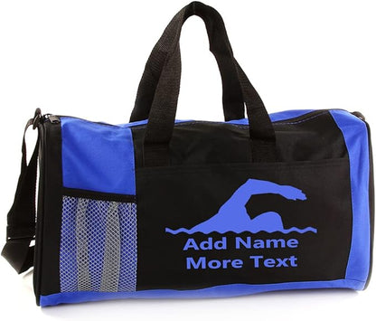Personalized Kids 18 Inch Sport Duffel Bag With Custom Name & Text - Swimming