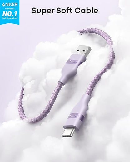 Anker Car Carplay Cable for iPhone 17 16 Pro Max Plus, Upcycled Braided USB A to USB C Car Charger Cord for Samsung Note20 and More (6FT,Violet)
